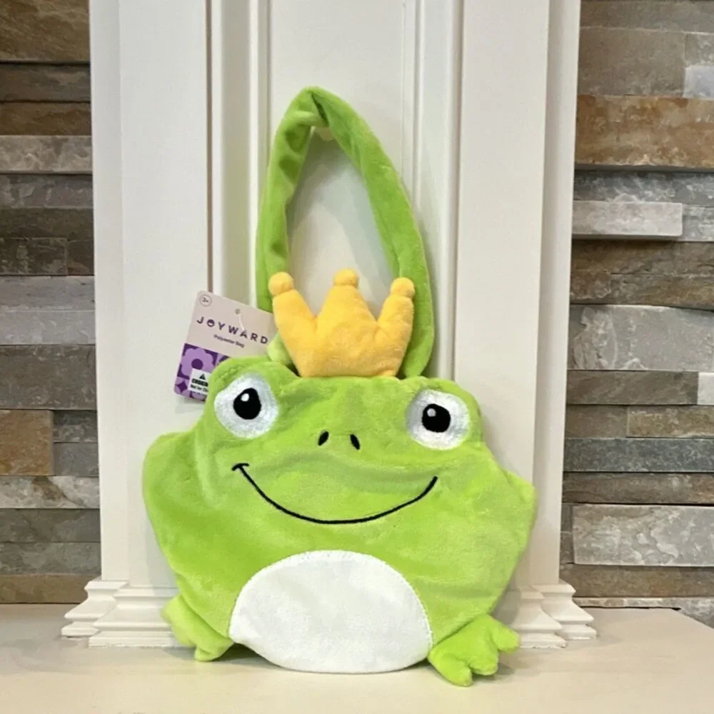 Joyward Frog Shoulder Bag with Crown Accent Plush Soft Kids Animal Purse